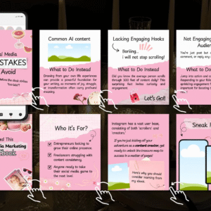 100 Editable Pink Instagram Carousel Templates | Canva PLR + MRR