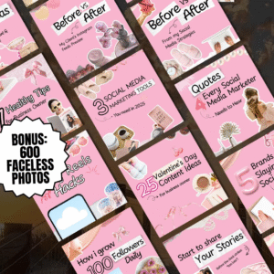 100 Editable Pink Instagram Carousel Templates | Canva PLR + MRR