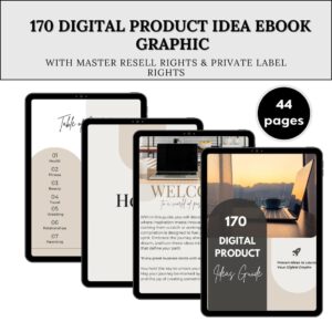 170 Digital Product Ideas eBook with PLR | Canva Editable Template to Rebrand & Resell | Done-For-You Passive Income Guide