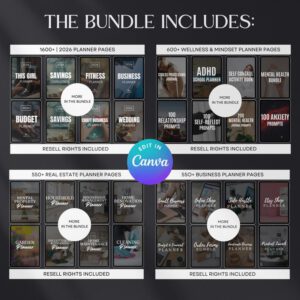 The "Business-in-a-Box" (Best for Gumroad/Personal Web) The Ultimate Digital Product Empire: 7,500+ PLR/MRR Planner Bundle | Fully Editable Canva Templates